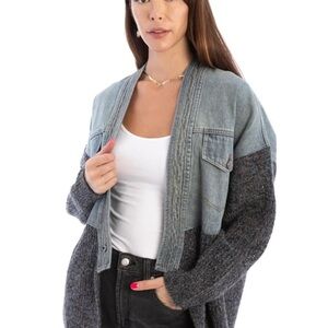 SAACHI Women's Denim and Knit Sweater